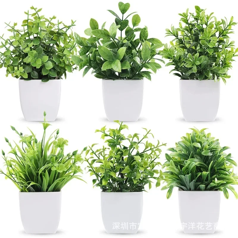 Bonsai Garden Indoor - Artificial Bonsai Green Fake Plant Eucalyptus