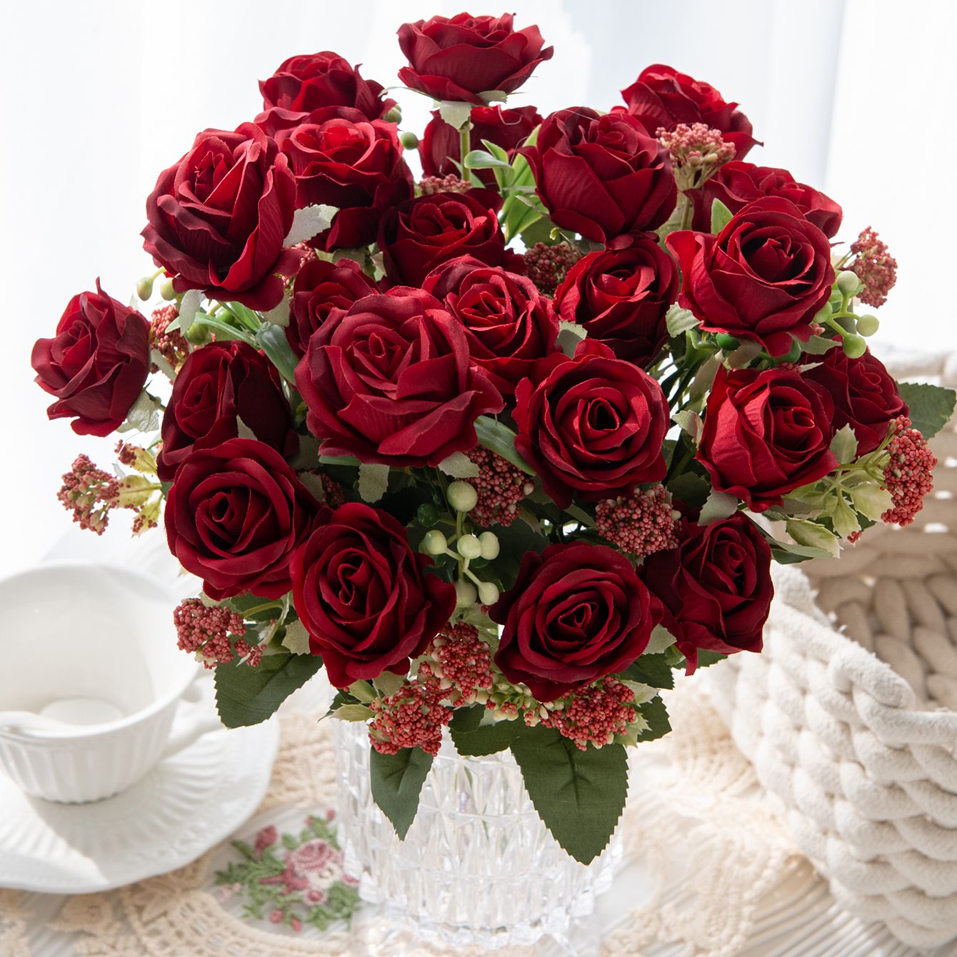 Bonsai Garden For Sale - Artificial Flower Silk Rose Bouquet Outdoor