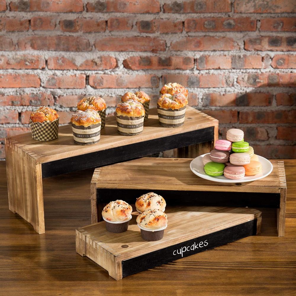 Display Stand Wood - 21 Inch Rustic Burnt Dark Brown