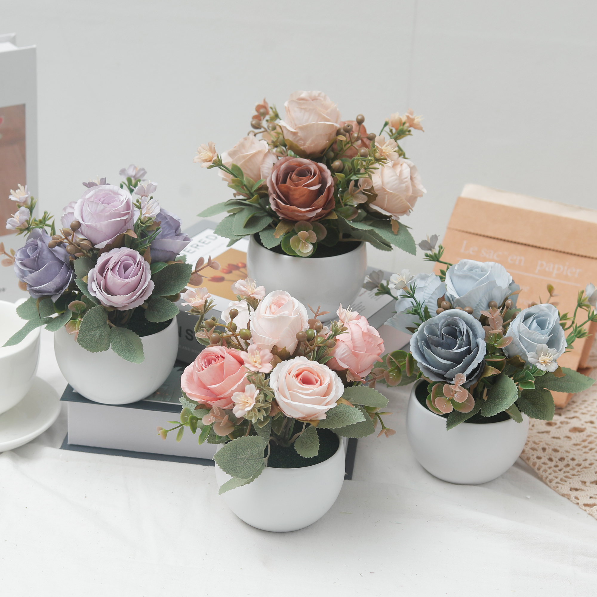 Bonsai Garden Festival - Artificial Flowers Rose Bonsai Wedding Home