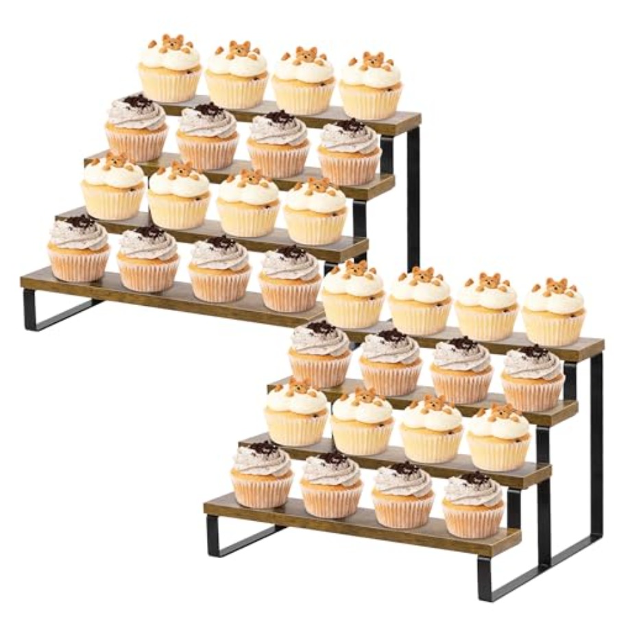 Display Stand Wood - Wooden Cupcake Stand 2 Pack Rustic