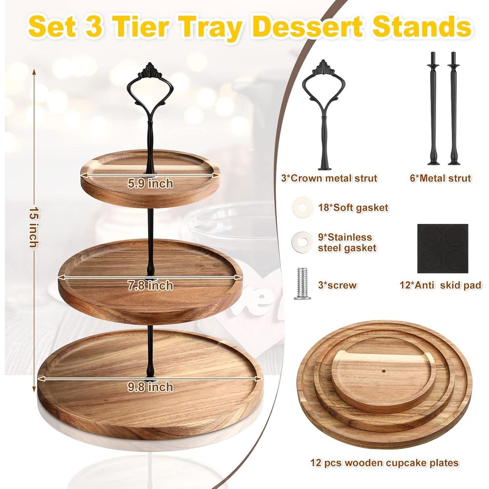 3 Set 3 Tier Wood Cupcake Stan - Display Stand Wood のレビューと価格