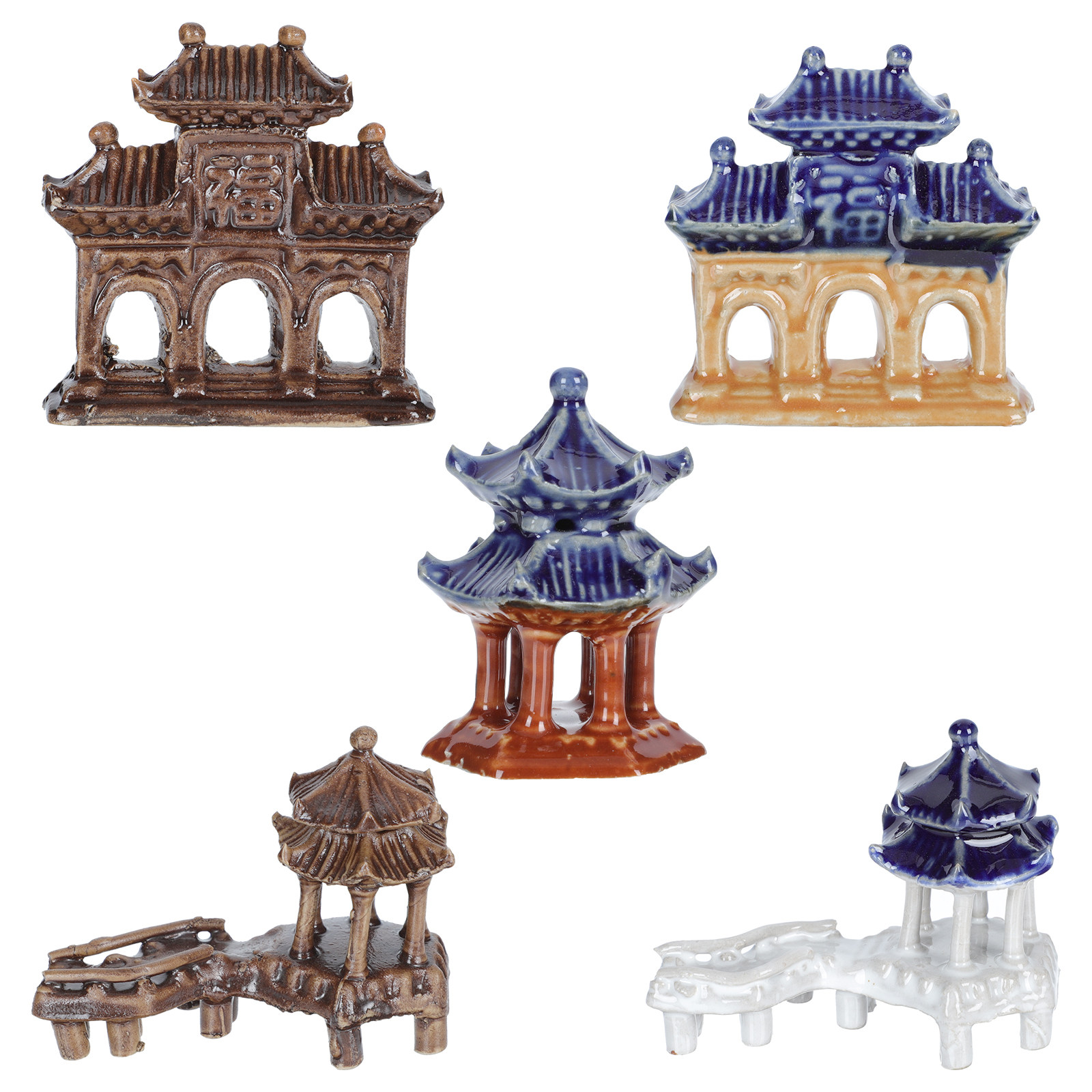 5Pcs Ceramic Pavilion Shape Or - Landscape Bonsai Garden のレビューと価格