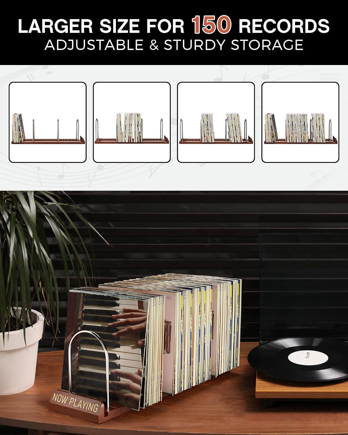 Vinyl Record Stand, 150 LP Sto - Display Stand Wood のレビューと価格