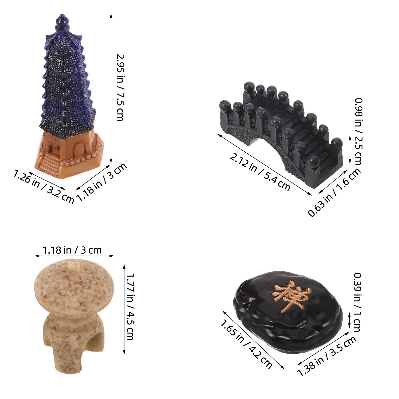 4Pcs Mini Japanese Pagoda Stat - Bonsai Zen Garden Set のレビューと価格