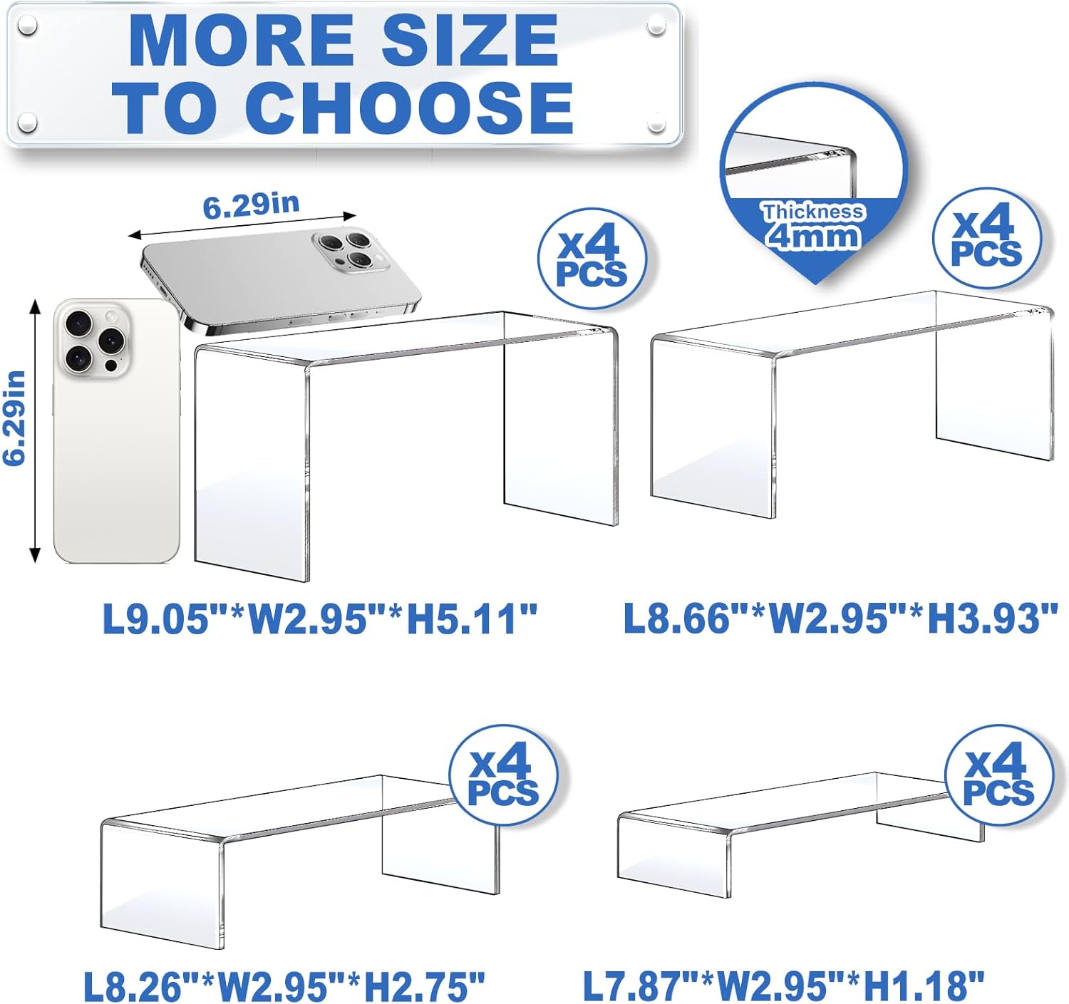 16 Pcs Acrylic Display Risers, - Display Stand Wood のレビューと価格