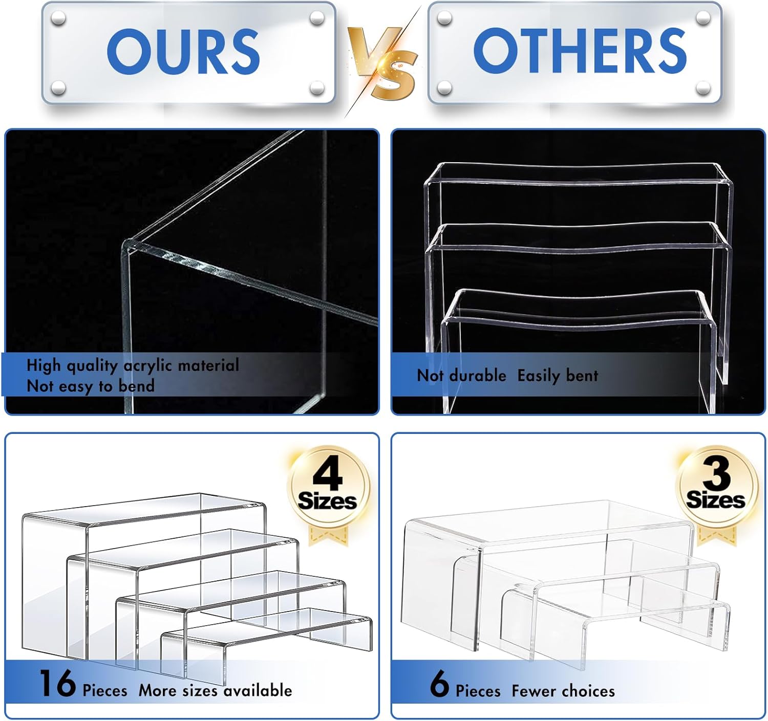 16 Pcs Acrylic Display Risers, - Display Stand Wood のレビューと価格
