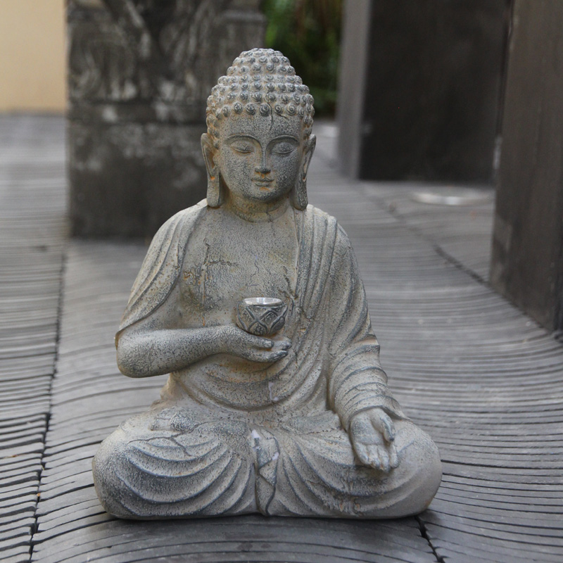 Resin Solar Buddha Statue Scul - Bonsai Garden Zen のレビューと価格