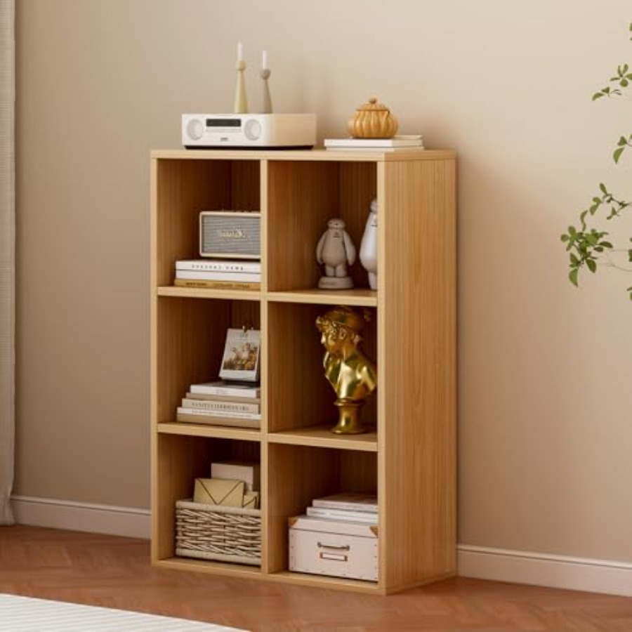 6-Cube Storage Shelf Bookcase  - Display Stand Wood のレビューと価格