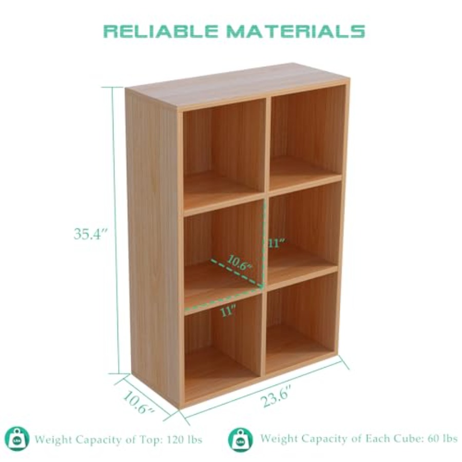 6-Cube Storage Shelf Bookcase  - Display Stand Wood のレビューと価格