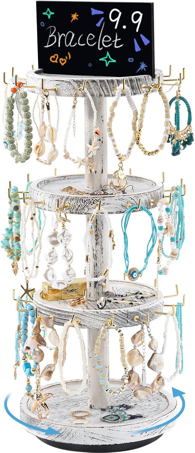 4 Tier Wooden Rotating Bracele - Display Stand Wood のレビューと価格