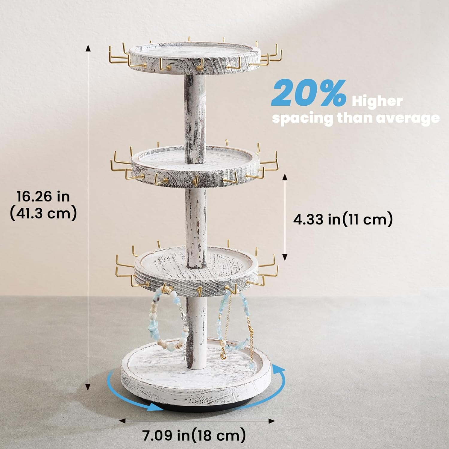 4 Tier Wooden Rotating Bracele - Display Stand Wood のレビューと価格