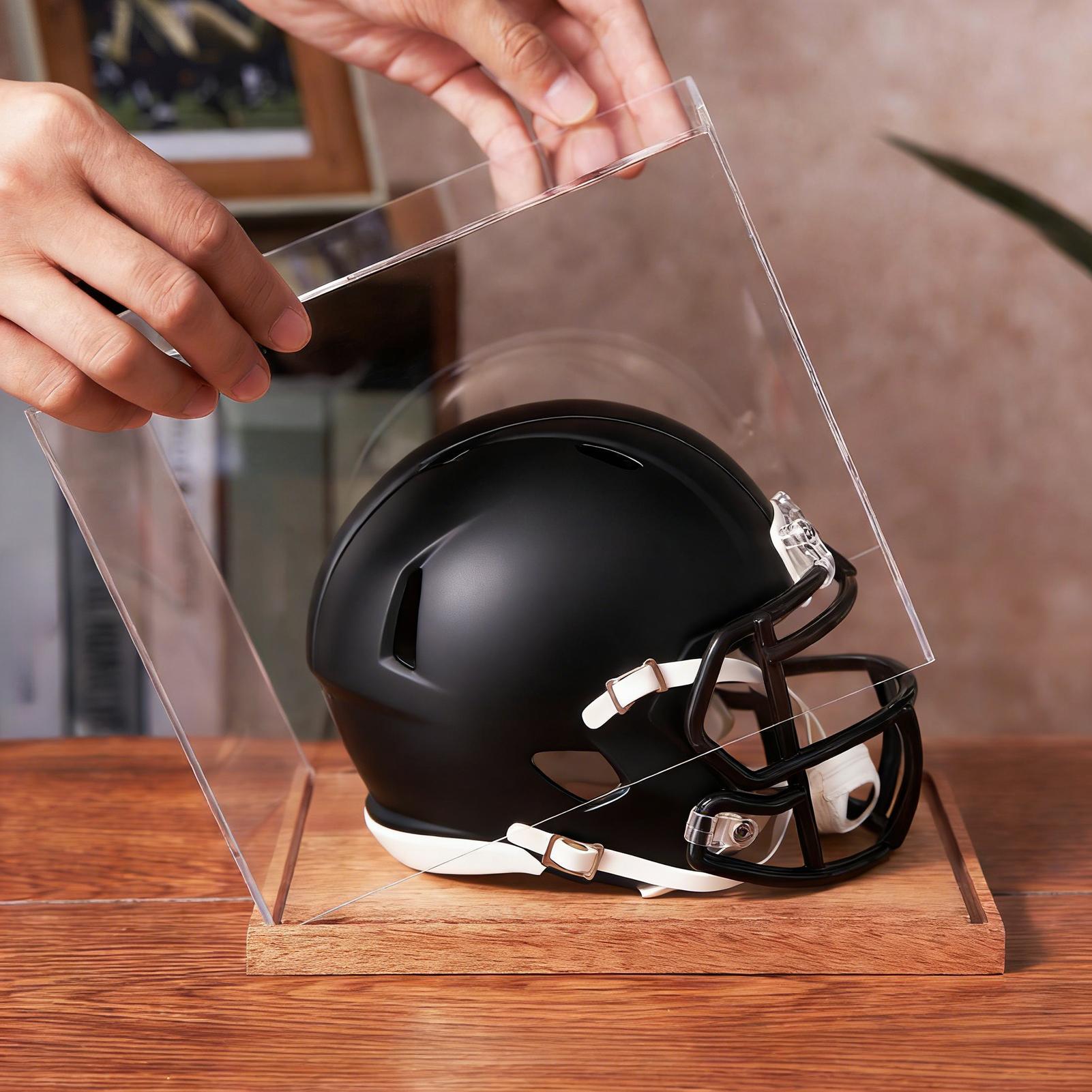 Football Helmet Case Clear Box - Display Stand Wood のレビューと価格