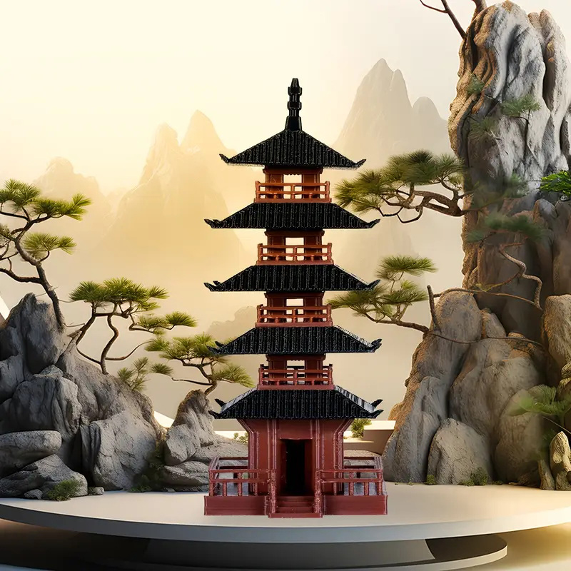 🛒1Pc Mini Pagoda Statue Chines - Bonsai Garden Zen のレビューと価格