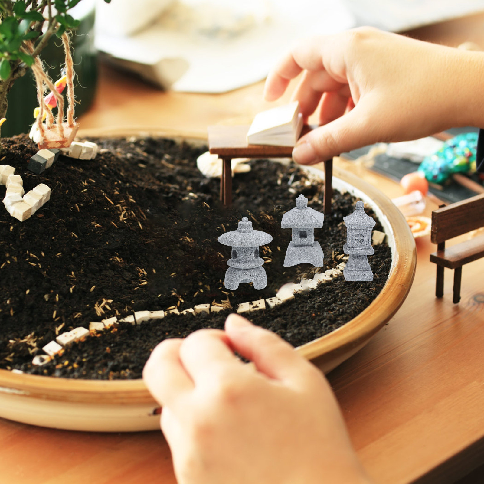 3Pcs Compact Miniature Pagoda  - Landscape Bonsai Garden のレビューと価格